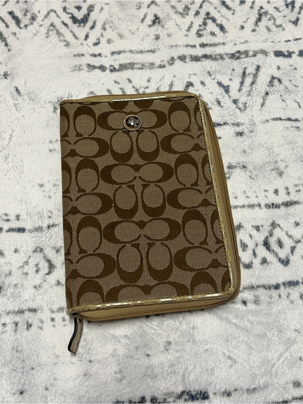 Coach Signature Pattern EReader/tablet case in brown and tan